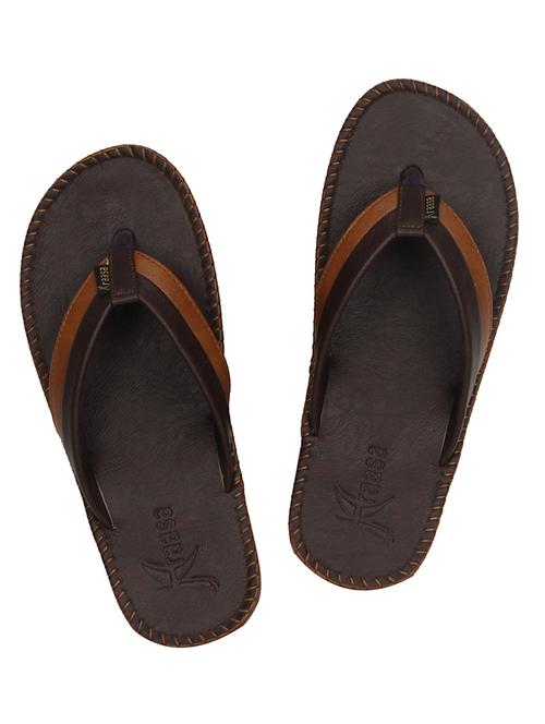 brown leatherette toe seperator slipper - 13062689 - Very Small Image - 1