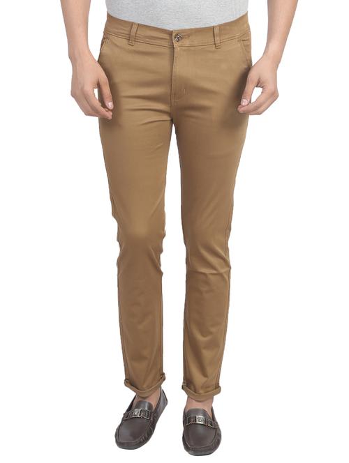 brown cotton chinos casual trousers - 13063151 - Very Small Image - 1