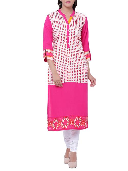 pink viscose straight kurta - 13063302 - Very Small Image - 1