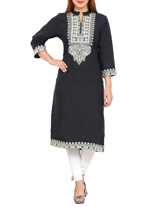 Embroidered straight kurta - 13064057 - Very Small Image - 1