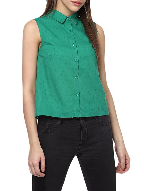 green cotton crop shirt - 13064647 - Very Small Image - 1