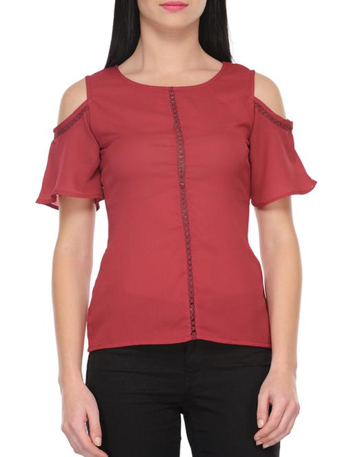 cold shoulder lace detail top - 13064943 - Very Small Image - 1