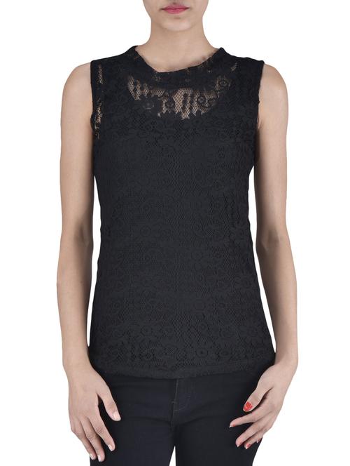 solid black net laced top - 1306751 - Very Small Image - 1