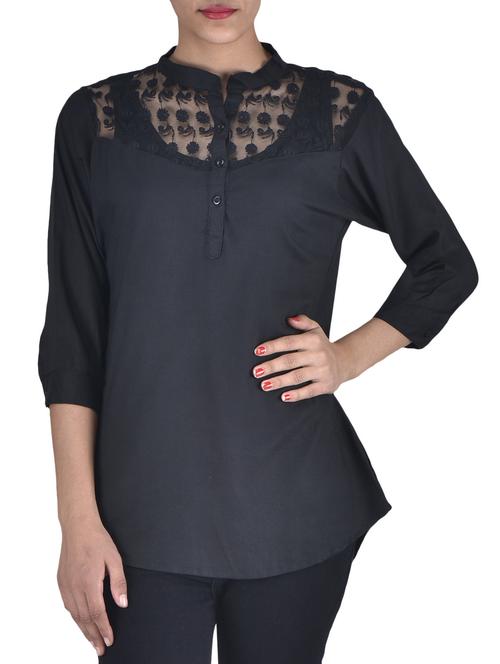 solid black rayon laced top - 1306781 - Very Small Image - 1