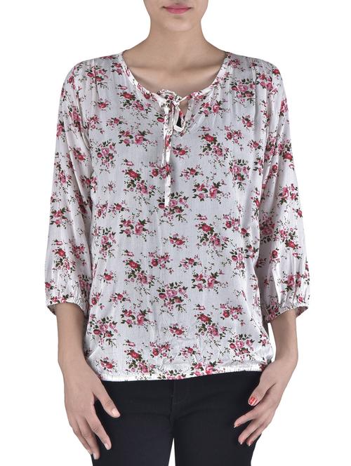white rayon printed top - 1306787 - Very Small Image - 1