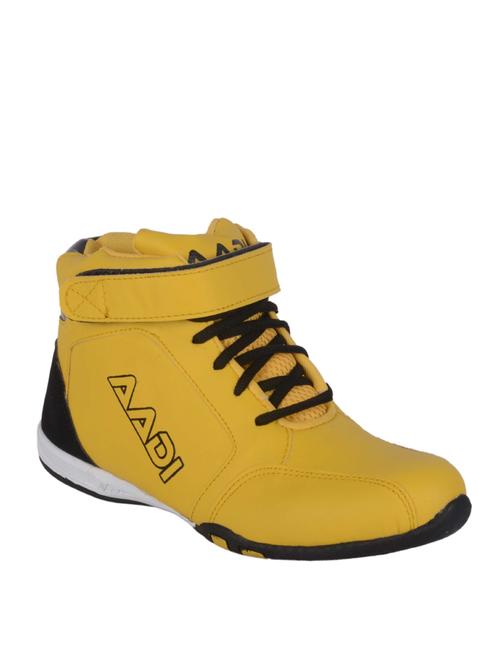 yellow leatherette lace up sneaker - 13068360 - Very Small Image - 1