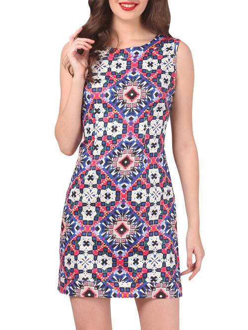 blue printed cotton shift dress - 13069196 - Very Small Image - 1