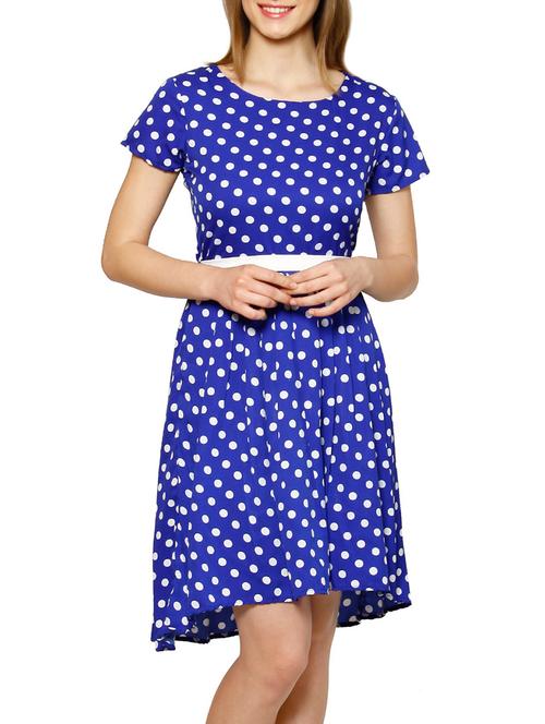 blue polka dots printed dress - 13069220 - Very Small Image - 1