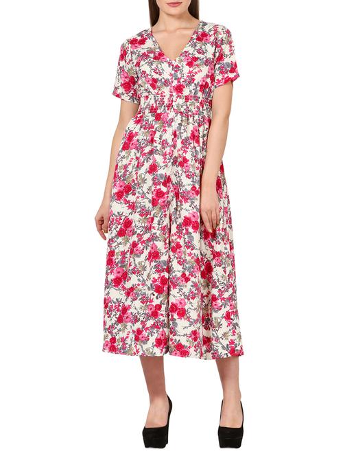pink floral printed crepe dress - 13069241 - Very Small Image - 1