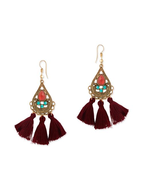 gold metal tassel earrings - 13069804 - Very Small Image - 1