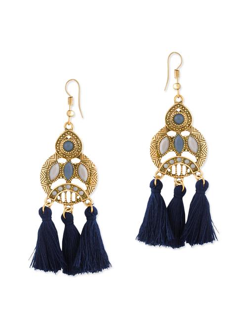 gold metal drop earrings - 13069806 - Very Small Image - 1