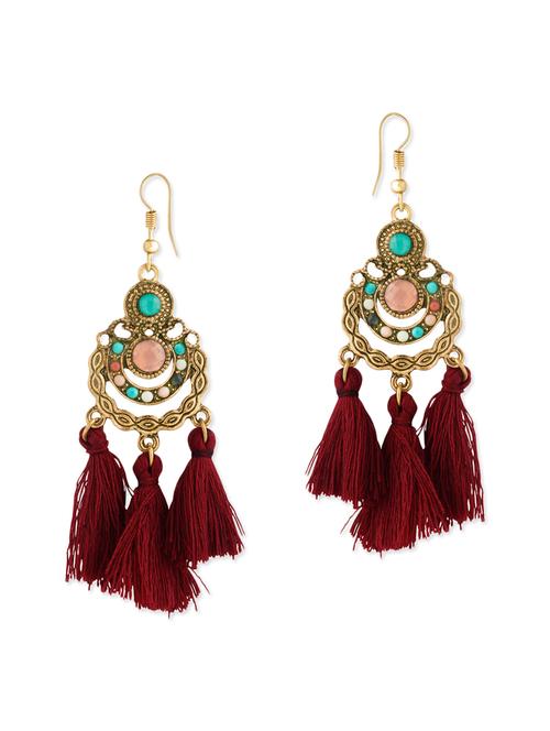 gold metal drop earrings - 13069807 - Very Small Image - 1
