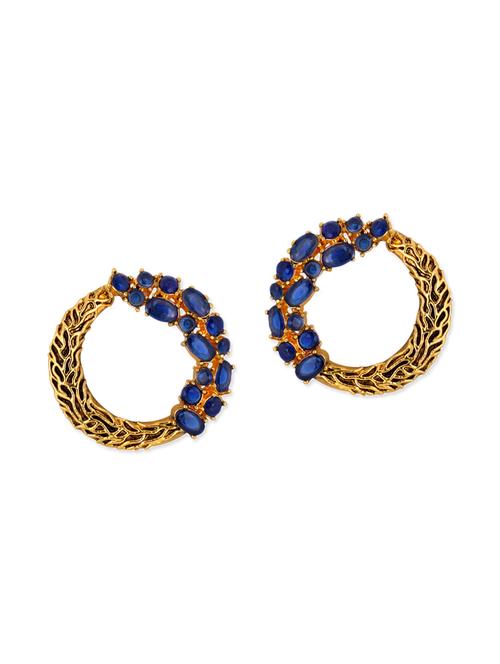 gold brass studs earrings - 13069813 - Very Small Image - 1