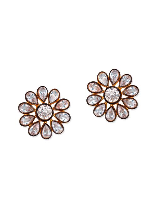 gold metal studs earrings - 13069831 - Very Small Image - 1