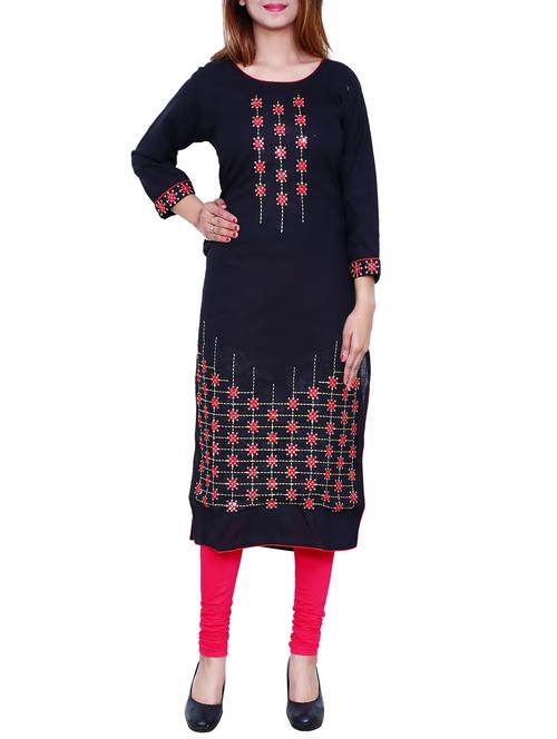 Embroidered straight kurta - 13073902 - Very Small Image - 1