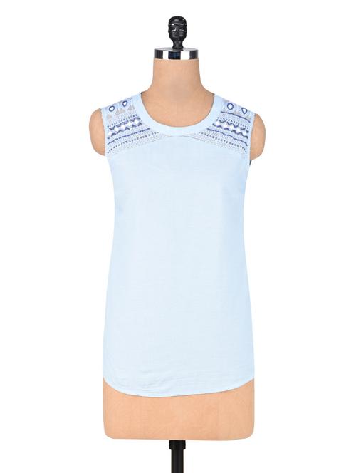 blue rayon plain top - 1307441 - Very Small Image - 1