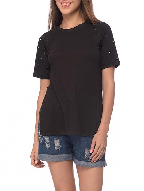 black cotton regular top - 13075802 - Very Small Image - 1