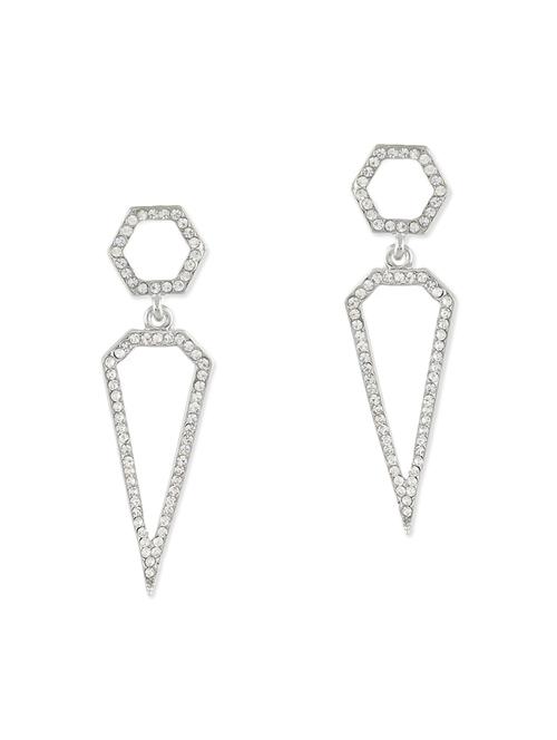 silver metal drop earrings - 13075846 - Very Small Image - 1