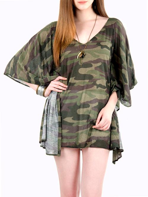 multicoloured printed viscose kaftan - 13076293 - Very Small Image - 1