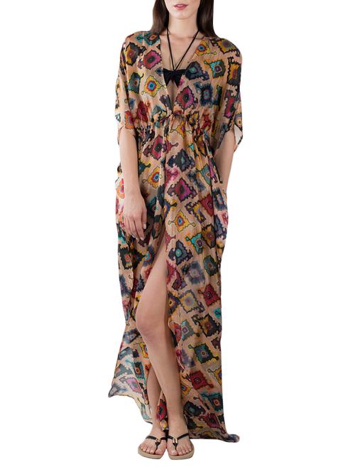multi colored pure silk kaftan - 13076299 - Very Small Image - 1