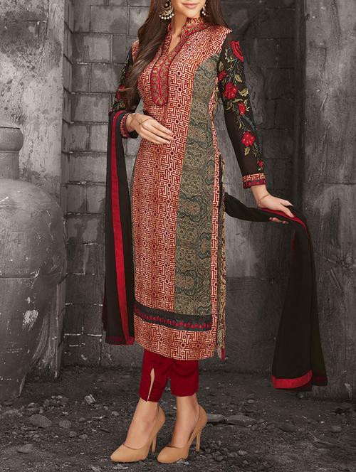 multi colored georgette semistitched suit - 13076768 - Very Small Image - 1
