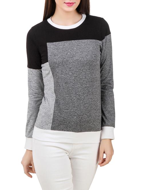 color block round neck top - 13078387 - Very Small Image - 1