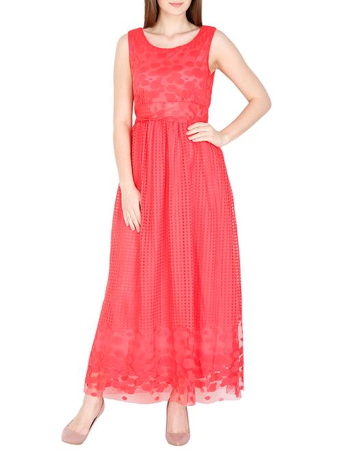 coral georgette maxi dress - 13078570 - Very Small Image - 1