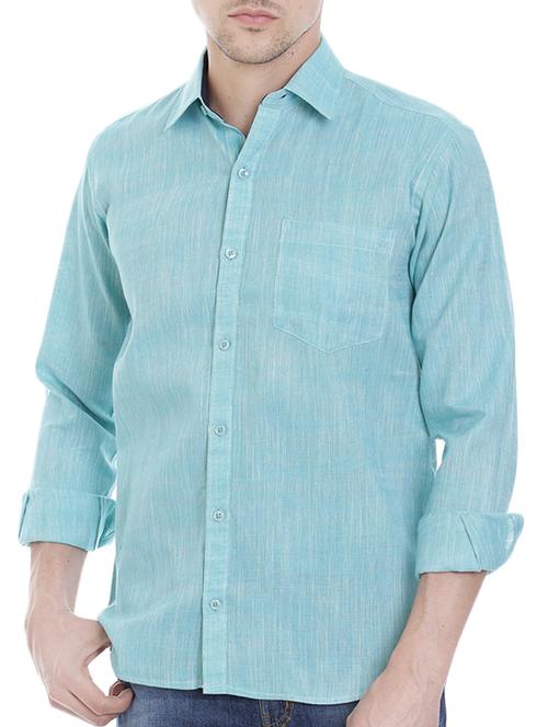 blue cotton casual shirt - 13079406 - Very Small Image - 1