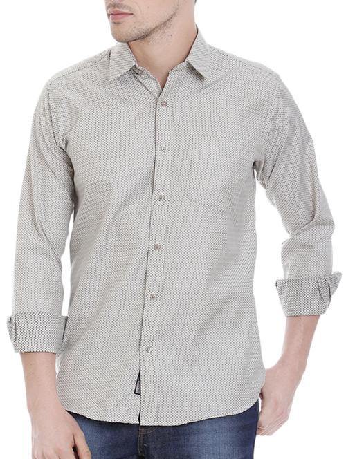 grey cotton printed casual shirt - 13079414 - Very Small Image - 1