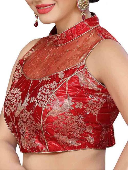red zari work blouse - 13080219 - Very Small Image - 1