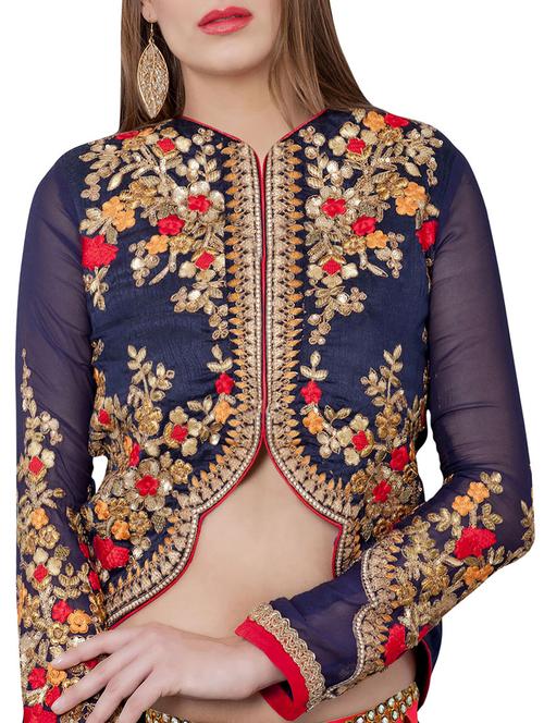 blue art silk embroidered blouse - 13080265 - Very Small Image - 1