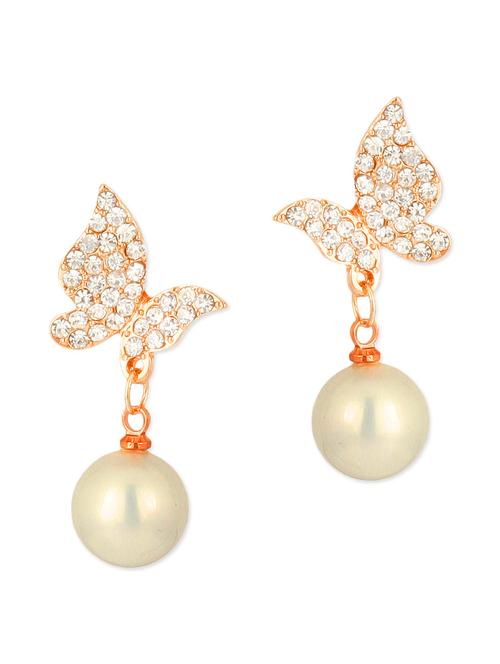 golden metallic studded drop earrings - 1308057 - Very Small Image - 1