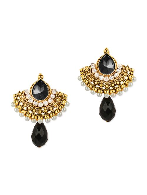 black metallic studded ethnic earrings - 1308071 - Very Small Image - 1