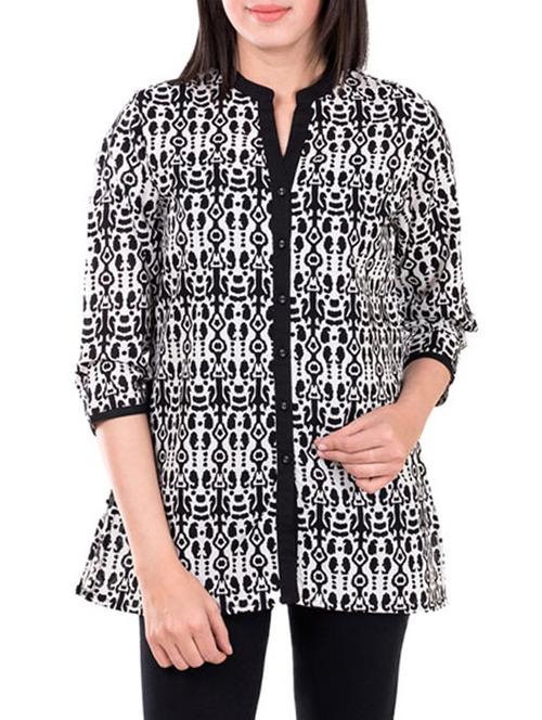black cotton straight kurti - 13081463 - Very Small Image - 1