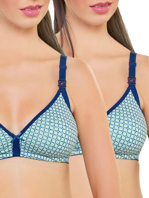 set of 2 blue cotton bras - 13085144 - Very Small Image - 1