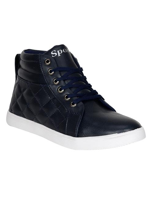 navy leatherette lace up sneaker - 13085357 - Very Small Image - 1