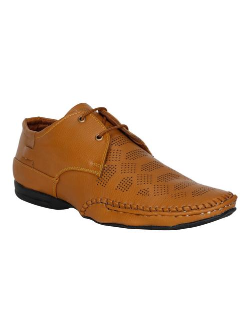 tan leatherette lace up derby - 13085360 - Very Small Image - 1