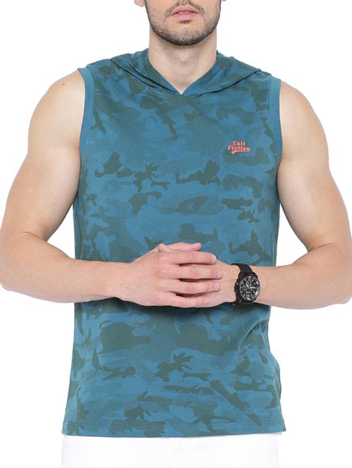 blue cotton camouflage printed t-shirt - 13085453 - Very Small Image - 1