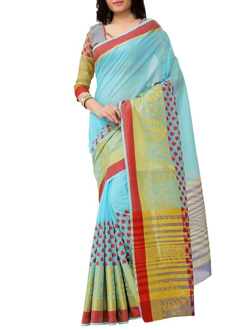 sky blue chanderi cotton saree - 13086439 - Very Small Image - 1