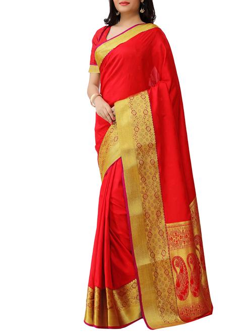 red silk paithani saree - 13086502 - Very Small Image - 1