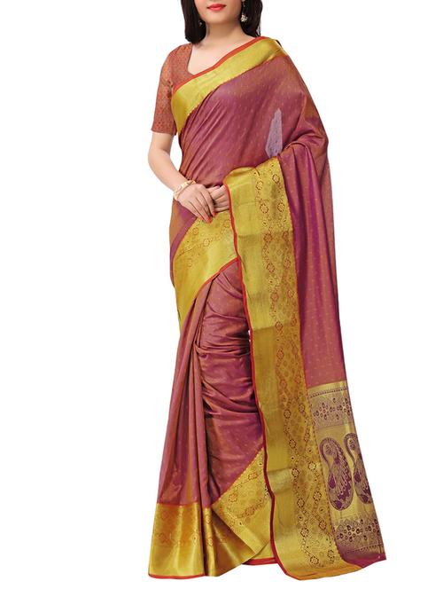 maroon silk paithani saree - 13086517 - Very Small Image - 1