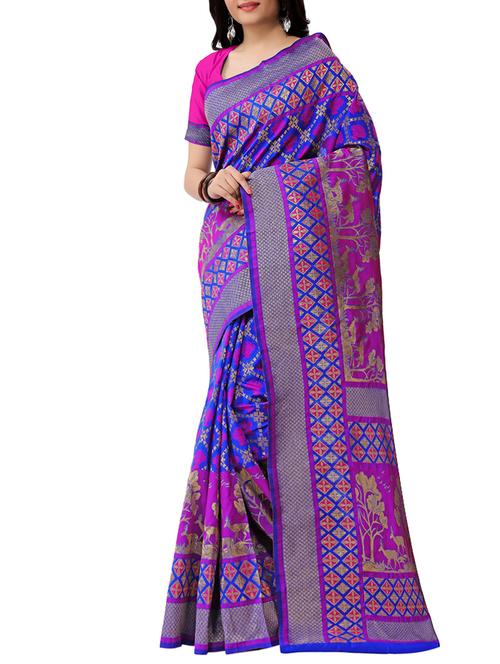 purple paithani saree with blouse - 13086534 - Very Small Image - 1