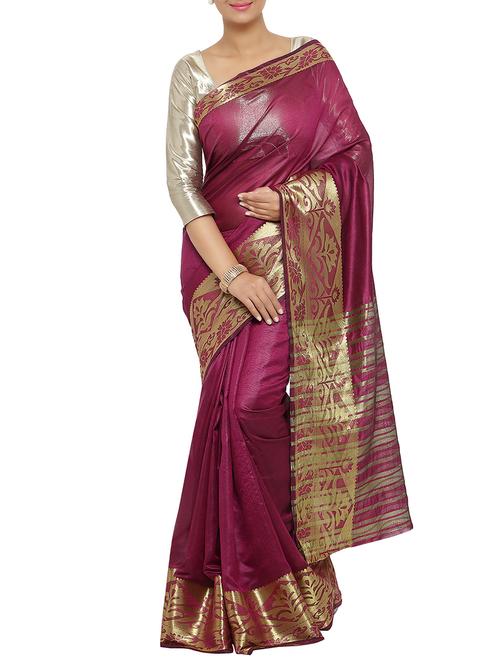 pink color Bordered saree with blouse - 13087134 - Very Small Image - 1