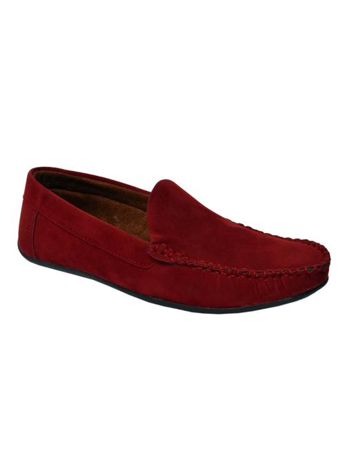 Maroon Suede Slip On Loafers - 13089115 - Very Small Image - 1