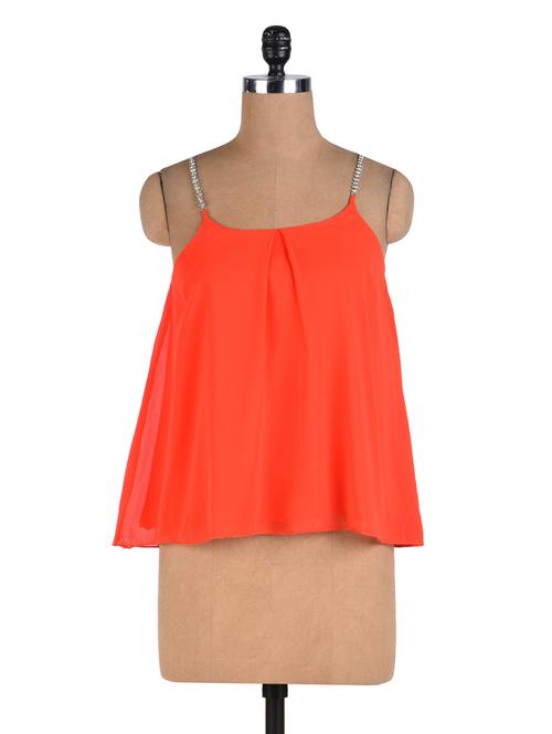 orange poly-georgette spaghetti top - 1308999 - Very Small Image - 1