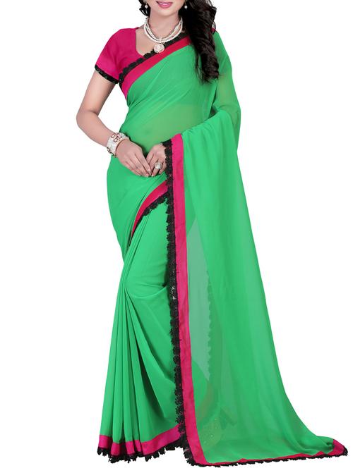 green color georgette bollywood saree with blouse - 13091929 - Very Small Image - 1