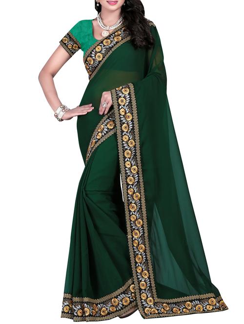 green color georgette bollywood saree with blouse - 13091941 - Very Small Image - 1