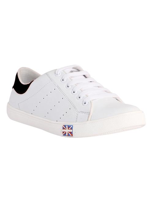 white leatherette lace up sneaker - 13092133 - Very Small Image - 1