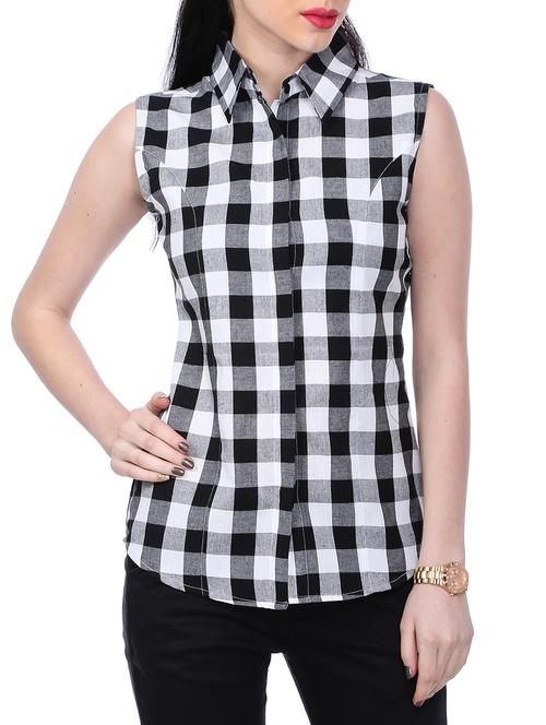 black checkered cotton regular shirt - 13092311 - Very Small Image - 1