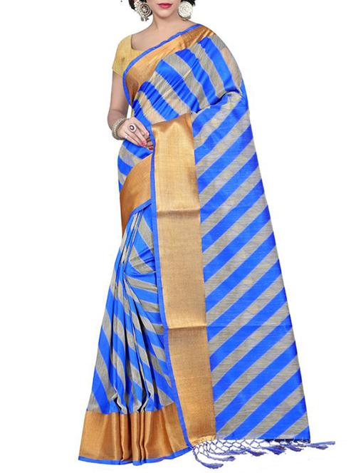 blue silk saree with blouse - 13092847 - Very Small Image - 1